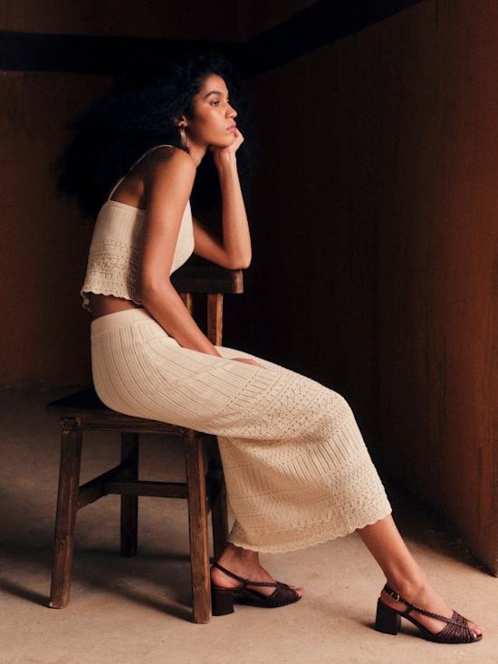 Sézane BELLINA MIDI Skirt in Beige Small - Picture 10 of 11